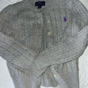 Little girl polo sweater with purple logo, size 5